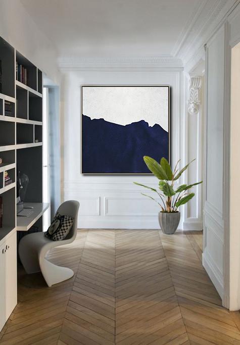 Navy Blue Minimalist Painting #NV308A - Click Image to Close